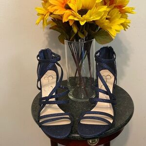 NWOT Jessica Simpson Sparkling Blue Party Heels Sz 6.5M or 37. Think Holidays!!